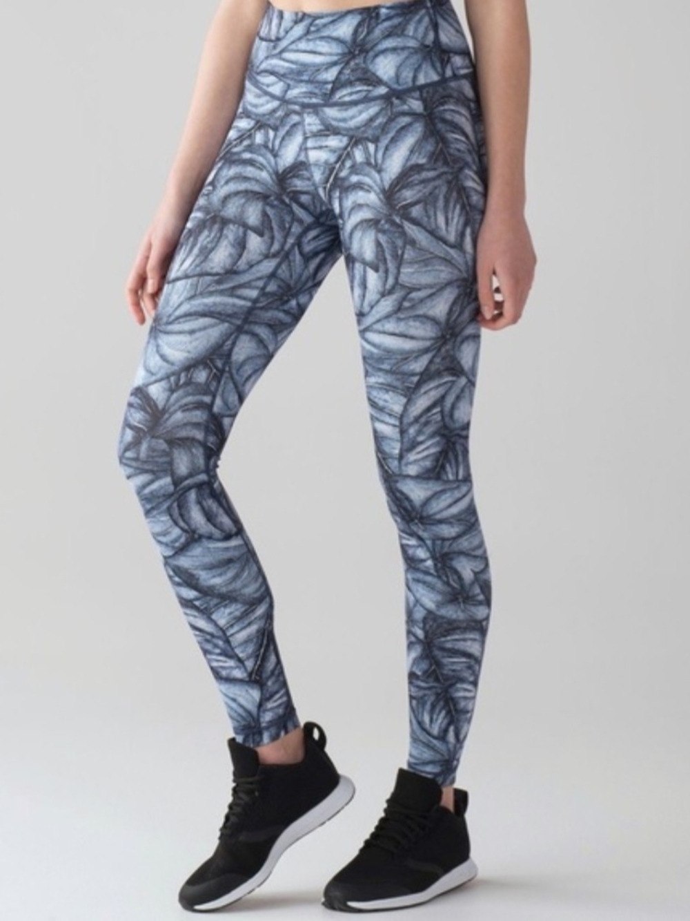 lululemon athletica Slate Blue Leaf-Print High-Rise Leggings
